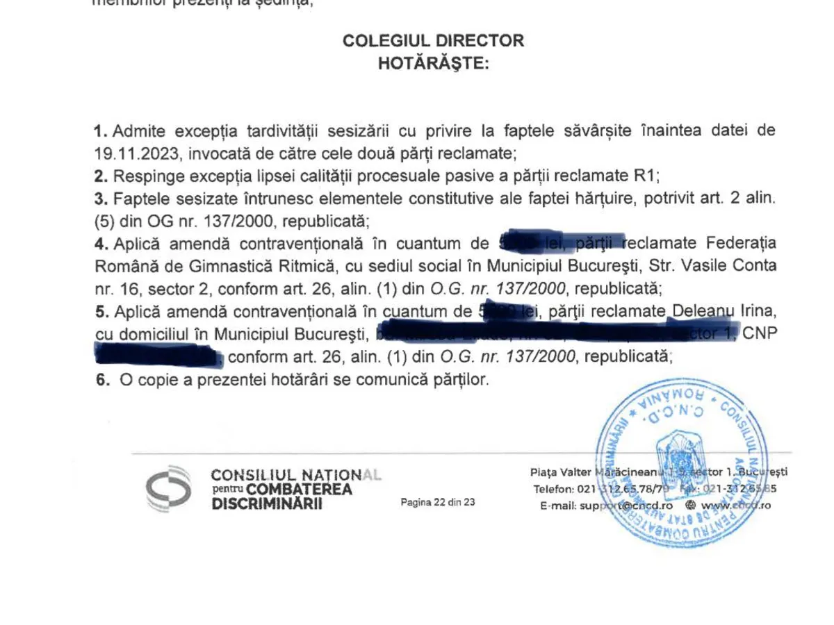 Hotărârea CNCD în cazul FRGR