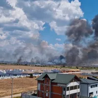 Incendiu puternic de vegetaţie în zona Măgurele - Bragadiru. Fumul se vede din București - Foto: captură video