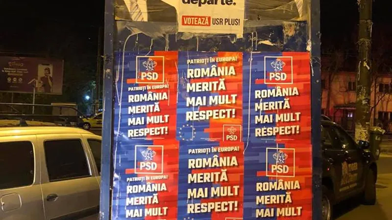 Panou electoral cu afișe, în Argeș. Sursa foto: Facebook Cristi Ghinea