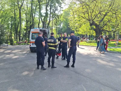 O creangă a căzut peste trei persoane în Iași, lângă Teiul lui Eminescu. Victimele sunt în spital Foto: ISU Iași