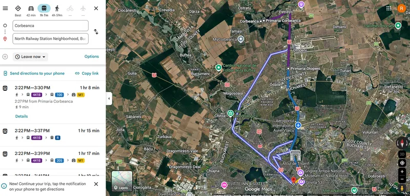 Drum Corbeanca - Gara de Nord - Foto: Google Maps