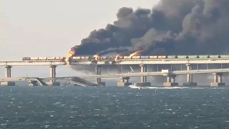 Explozia de pe podul Kerci - Foto: Captură video