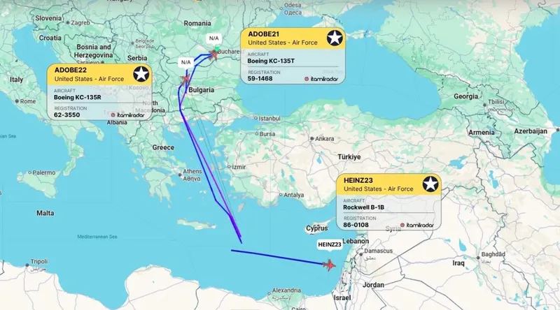 Misiuni SUA de atac asupra Iranului - Foto: ItaMilRadar