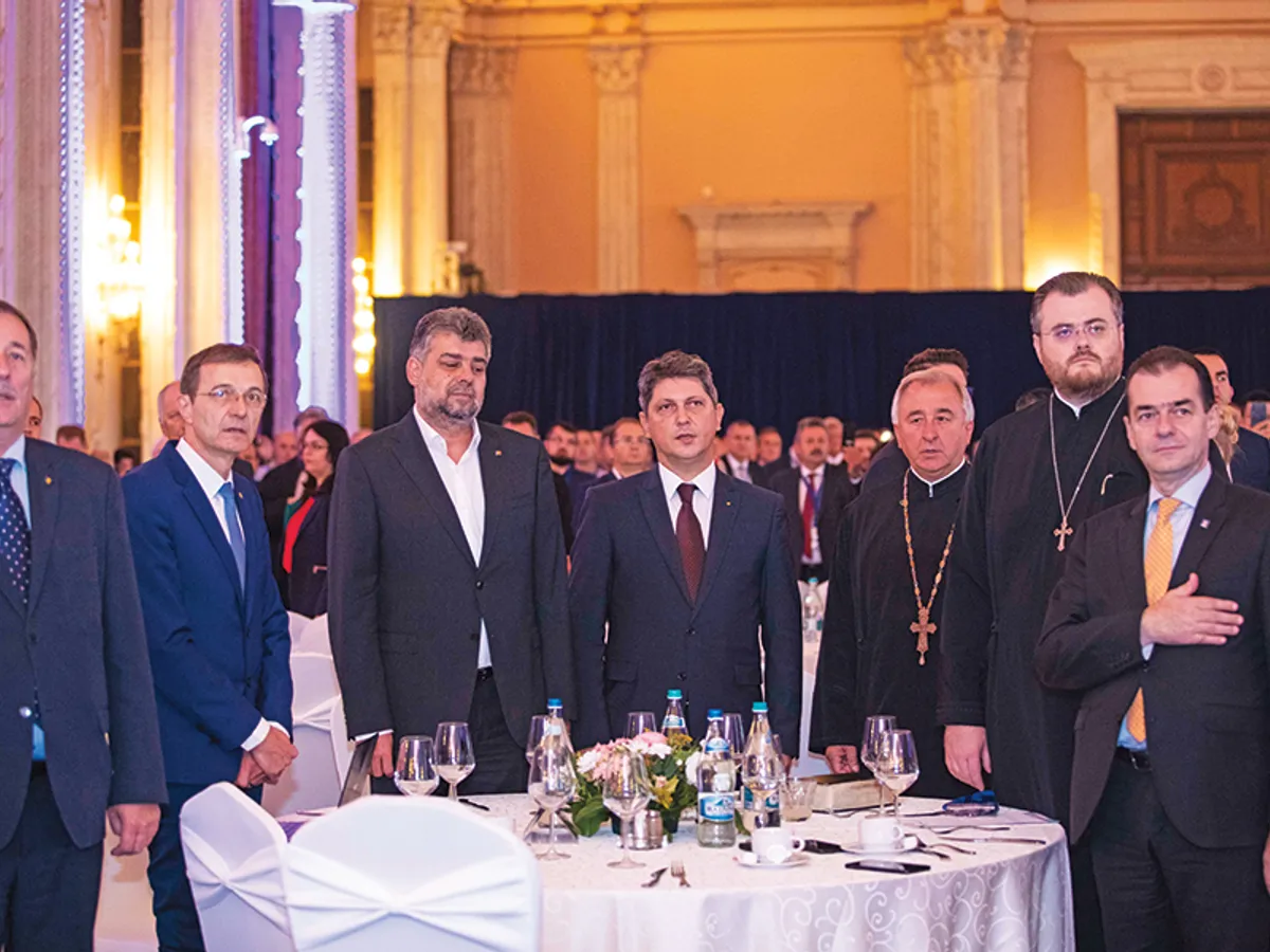 Vorbitori la Micul Dejun cu Rugăciune: Sergiu Nistor, Ioan Aurel Pop, Marcel Ciolacu, Titus Corlățean, Stelian Tofană, Ionuț Mavrichi și Ludovic Orban (de la stânga la dreapta)
