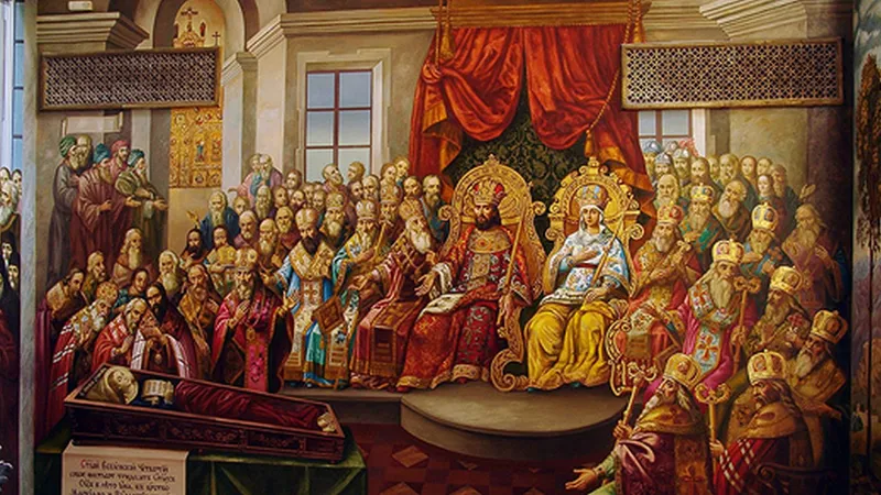 Sinodul al IV-lea Ecumenic (Catedrala Calcedon) Pictură în Catedrala Adormirea Maicii Domnului a Lavrei Kiev-Pechersk - Foto: Wikimedia/Andreevartstudio/CC BY-SA 3.0