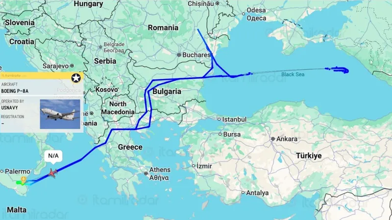 Misiune ultrasecretă a unui avion al SUA deasupra Mării Negre - Foto: itamilradar