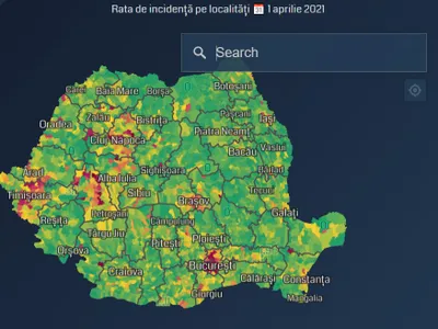 Harta interactivă cu rata de infectare cu COVID în fiecare localitate din România. Sursa: UBB Cluj