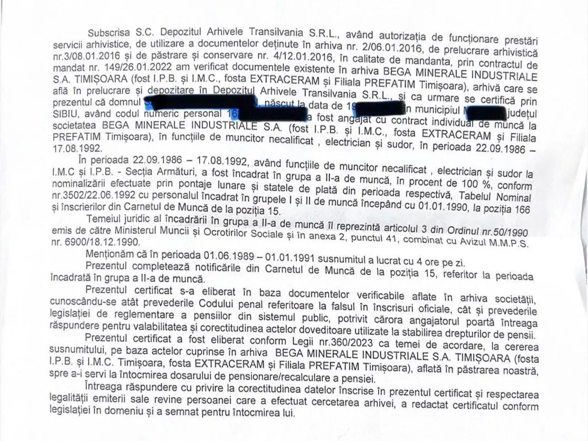 Adeverinţă vechime