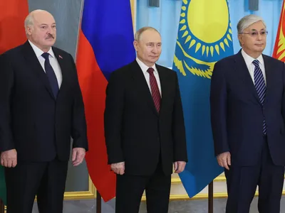 Lukașenko, Putin și președintele Kazahstanului-Foto: Profimedia Images