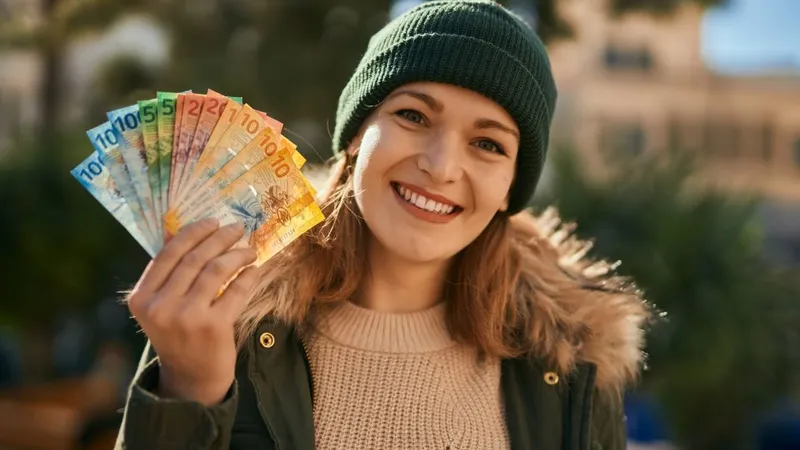 Fată cu un evantai de bancnote euro - Foto: Freepik/krakenimages.com