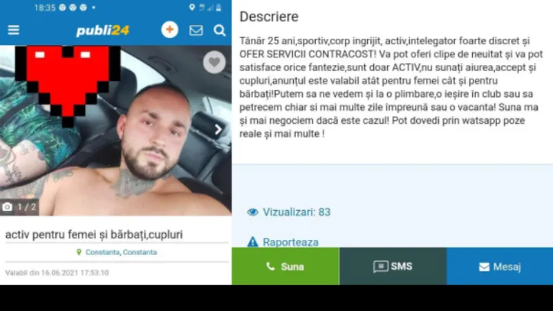 Interlopul Glonț spunea că e și escortă activă pentru femei și bărbați Foto: replicaonline.ro