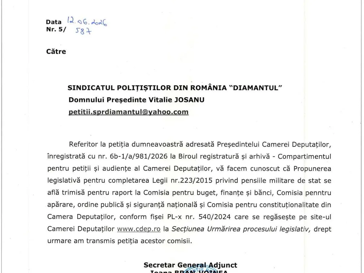 Proiectul de creștere a pensiilor militare - Foto:  https://www.facebook.com/sprdiamantul.oficial