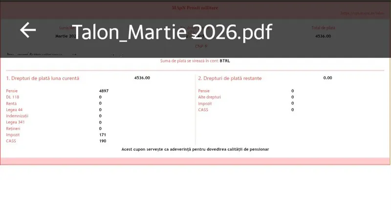 Talon pensie militara