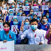 Protest în Myanmar/FOTO: Getty