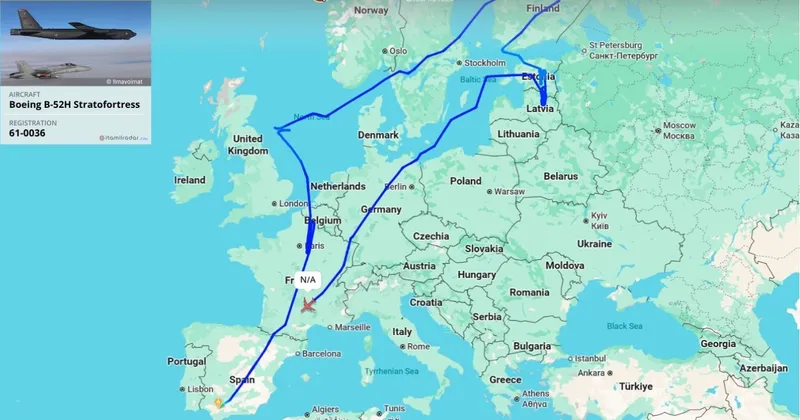 Ruta B52H al USAF în Baltica - Foto: ItaMilRadar