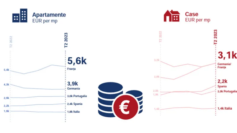 Evoluția prețului mediu pe metru pătrat în țările UE (case și apartamente combinate) - Foto: RE/MAX Europe