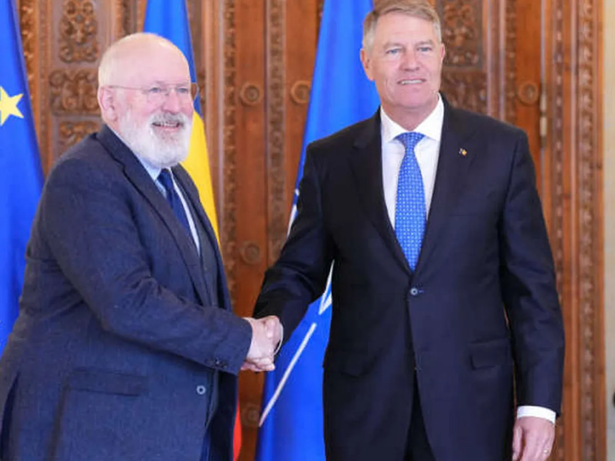 Frans Timmermans și Klaus Iohannis, la Cotroceni. - Foto: presidency.ro