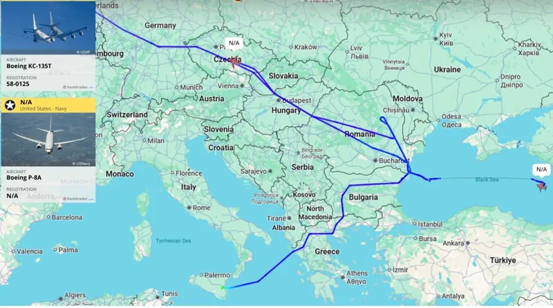 Avioanele Marinei SUA își prelungesc prezența în regiunea Mării Negre - Foto: ItaMilRadar