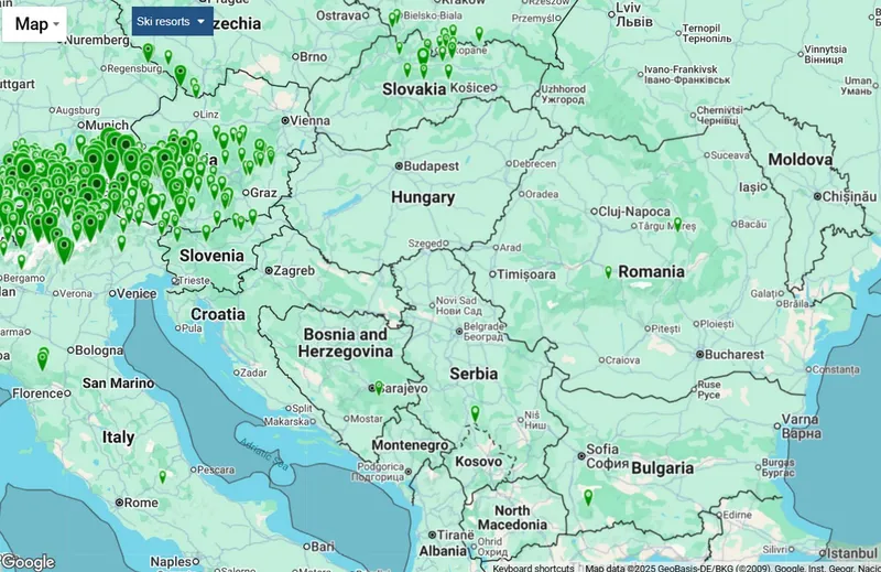 &Icirc;n Sud-Est-ul Europei nu se poate schia aproape nicăieri &icirc;n decembrie 2025 - Foto: captură ecran