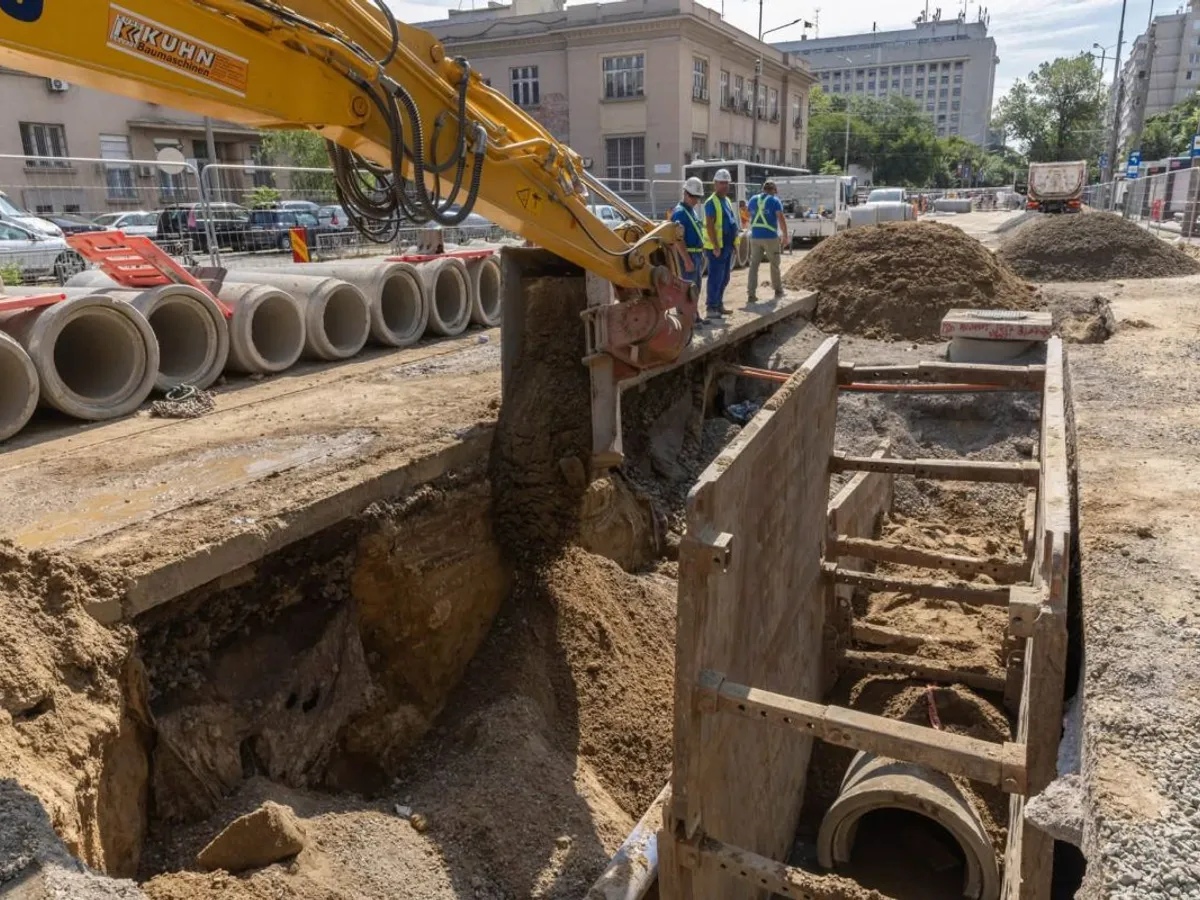 Lucrări pe Bd. Dinicu Golescu, la Gara de Nord - Foto: Facebook/primăria Muncipiului Bucureşti