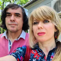 Scriitorii Mircea Cărtărescu și Ioana Nicolaie