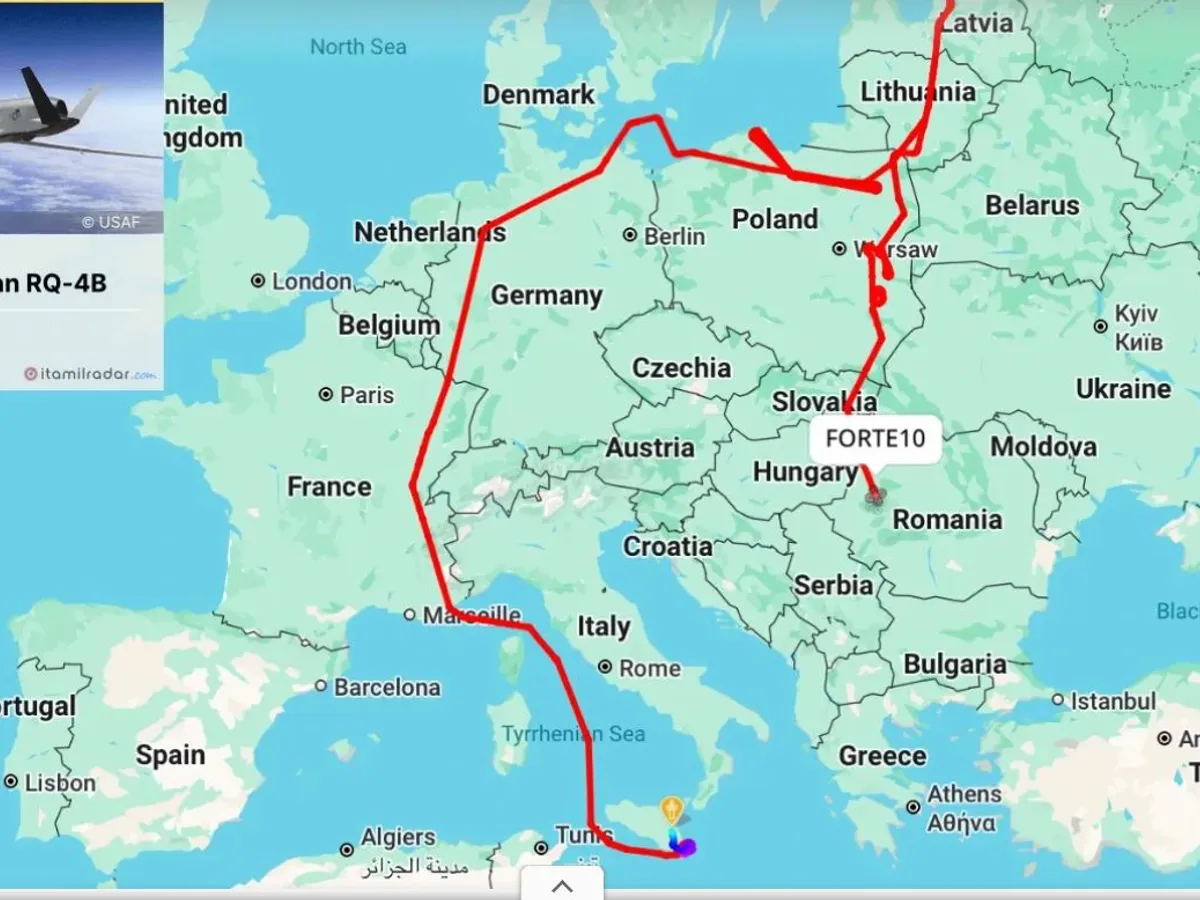 Forte10, deviere neobișnuită de la Flancul estic NATO - Foto: ItaMilRadar