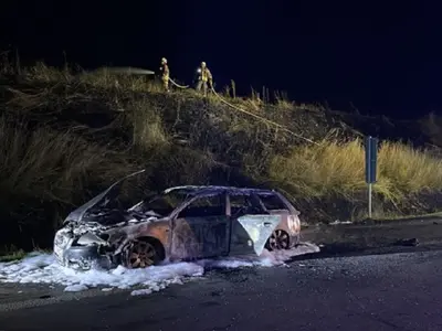 Mașina românului a luat foc pe autostradă Foto:presseportal.de