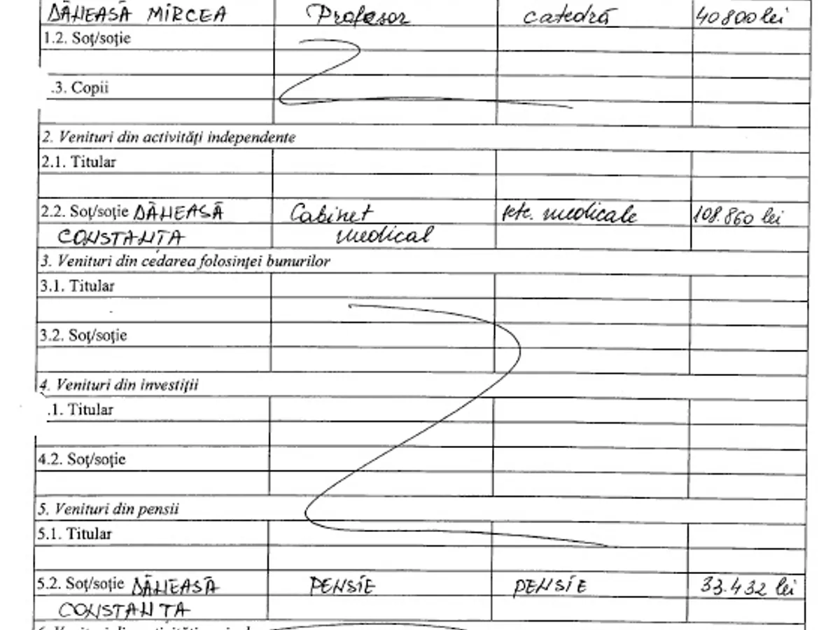 Declarație de avere a lui Mircea Dăneasă. Sursa: ANI