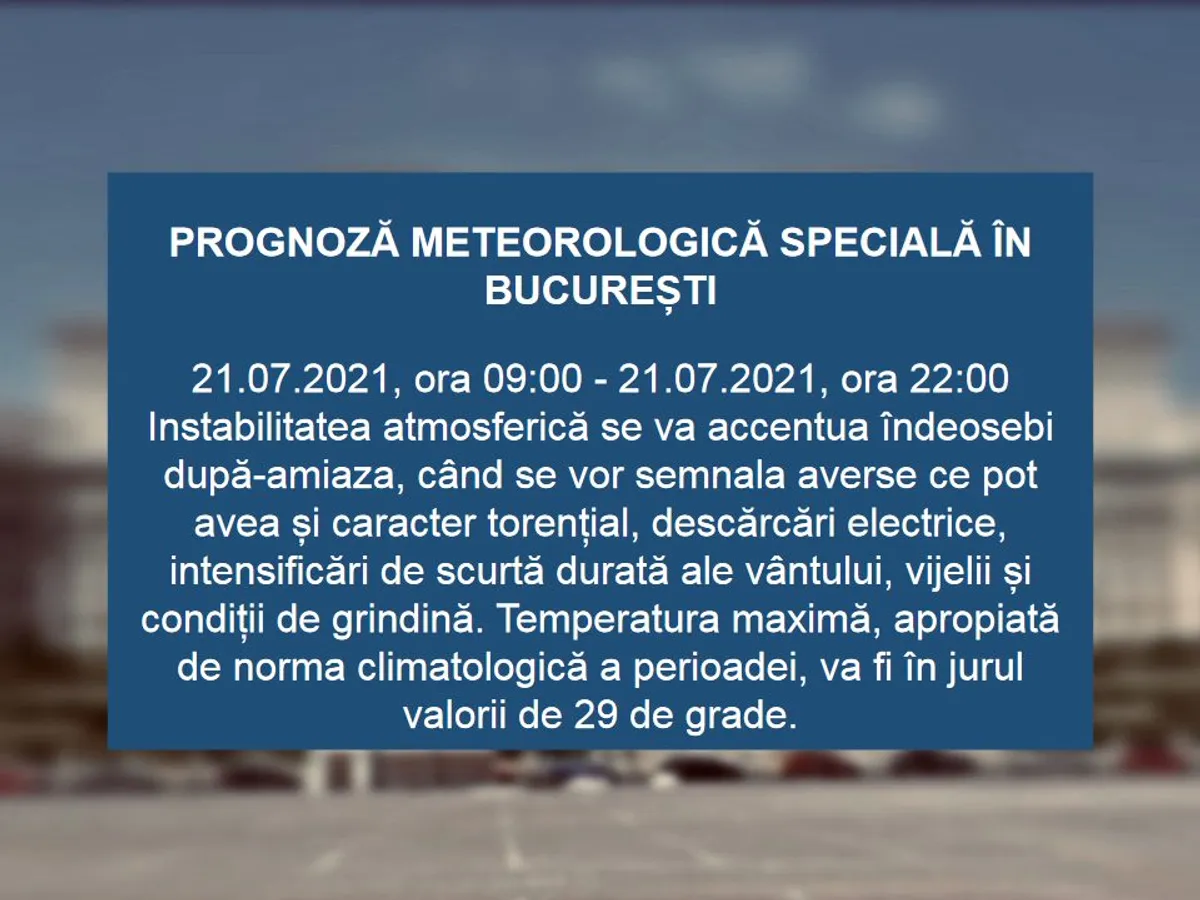 Foto: Facebook Administraţia Naţională de Meteorologie