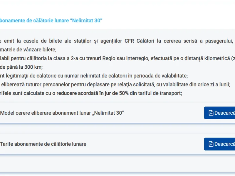 Abonamente CFR Călători / Foto: captură ecran