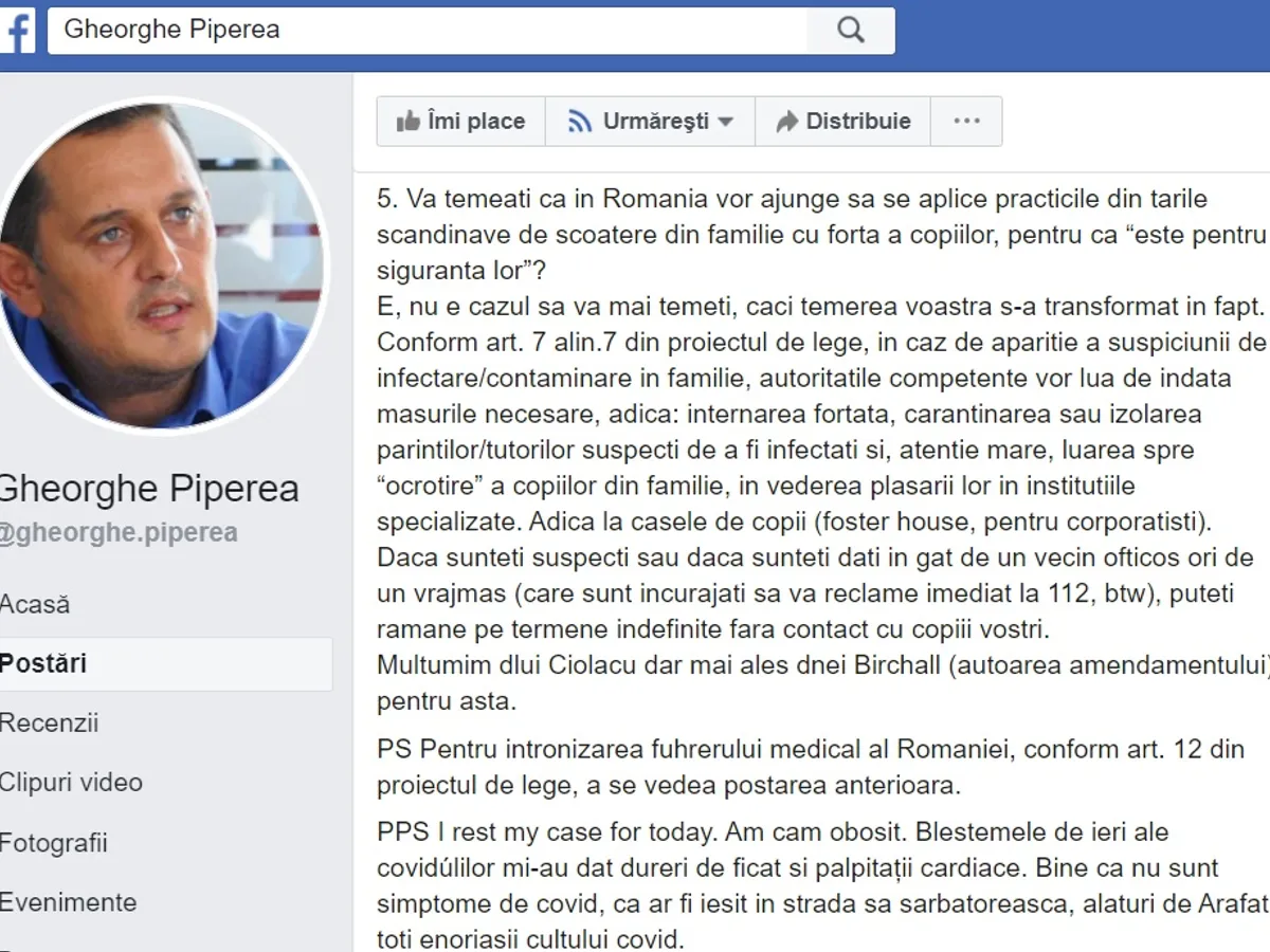Postarea lui Gheorghe Piperea