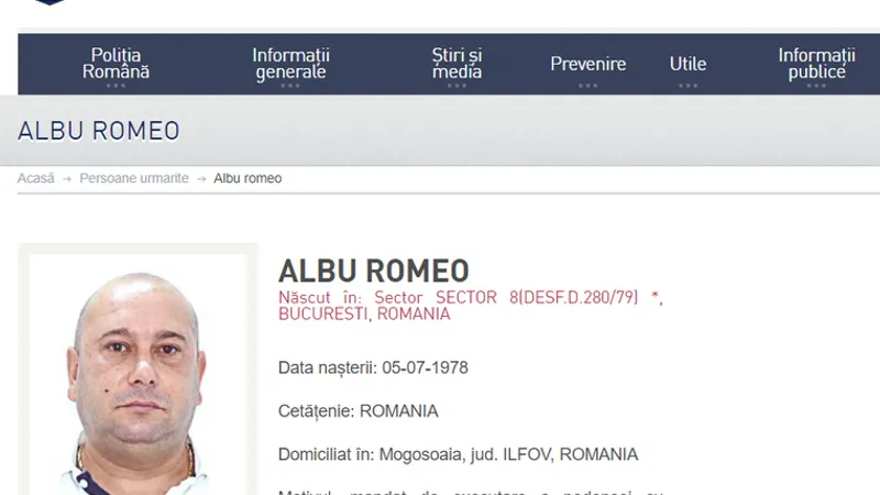 Romeo Albu, condamnat la 6 ani de pușcărie alături de Sorin Oprescu, dat și el în urmărire generală. / Foto: captură ecran