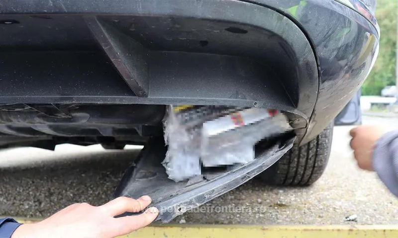 Țigări ascunse &icirc;n mașină - Foto: Poliția de Frontieră