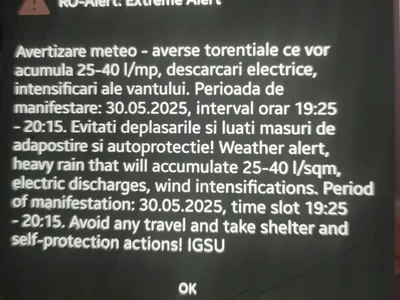 Ro-Alert în Ilfov și Capitală! Pericol extrem: vânt violent, descărcări electrice și averse. Detalii