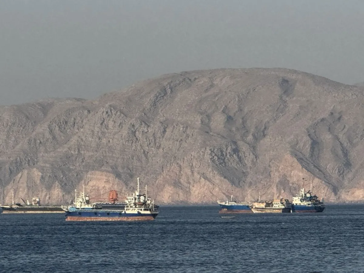 Vase ancorate în Strâmtoarea Ormuz, în faţa oraşului Khasab, din Oman - Foto: Profimedia Images