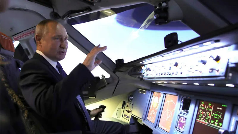 Putin, la bordul unui avion al companiei rusești Aeroflot - FOTO: PROFIMEDIA
