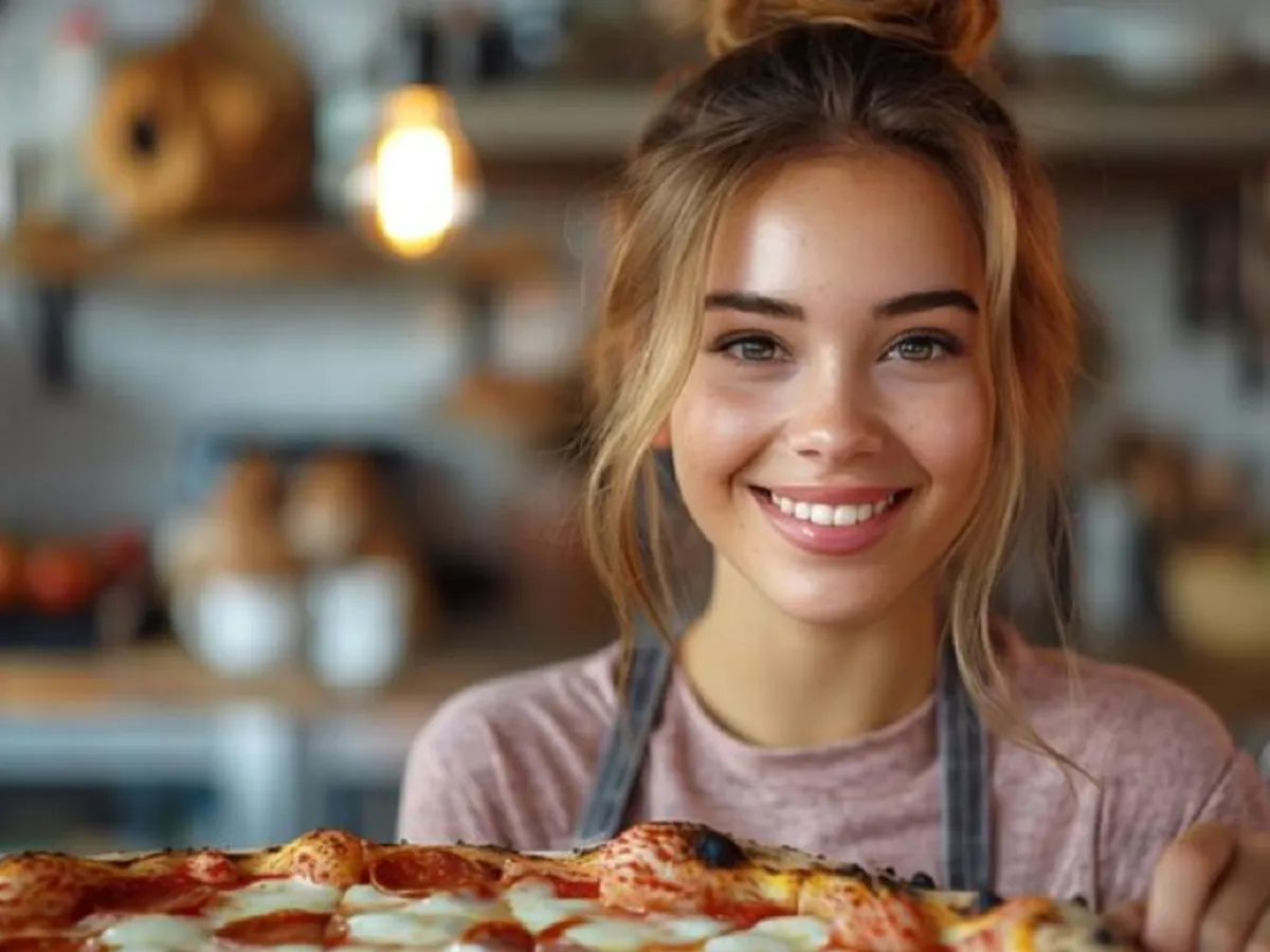 Femeie servește pizza - Foto: Freepik (rol ilustrativ)