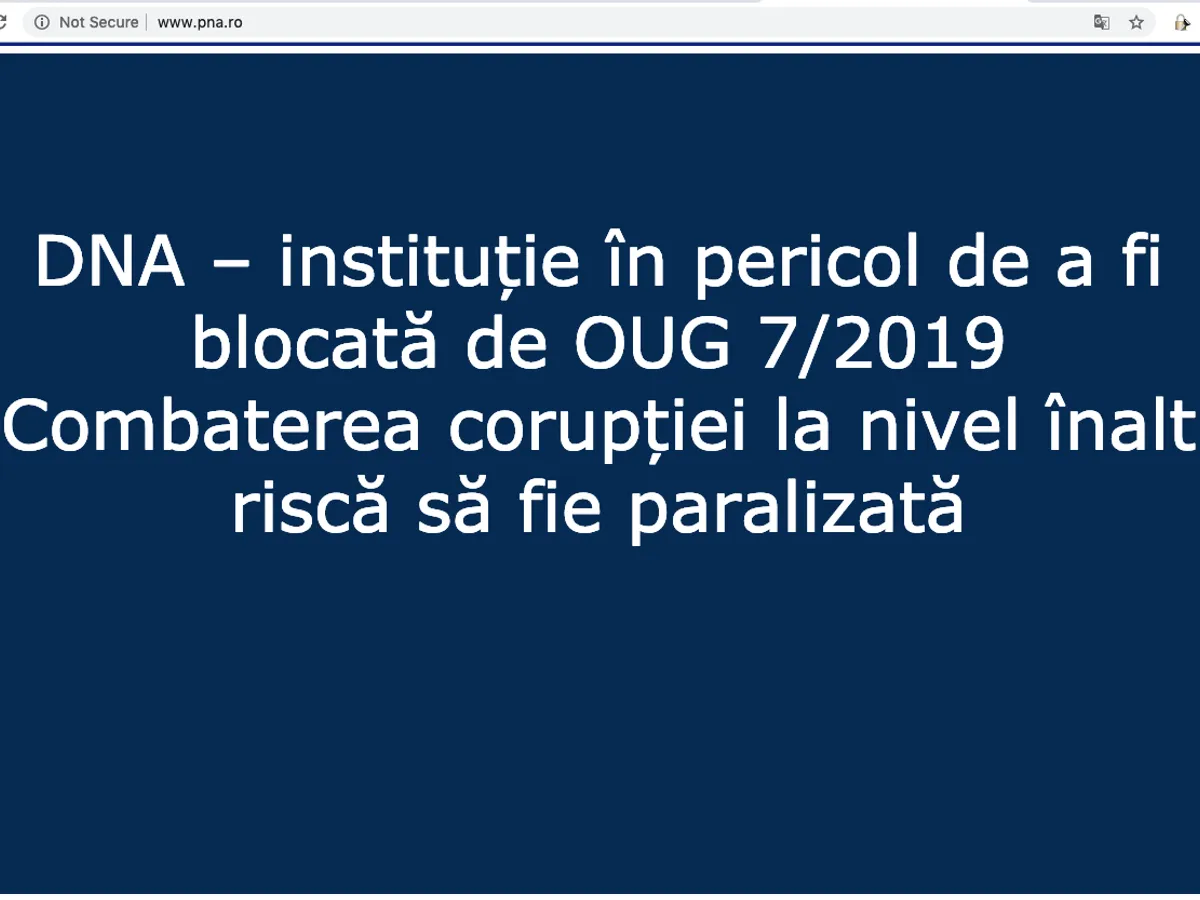 Pagina de deschidere a site-ului DNA/FOTO: pna.ro