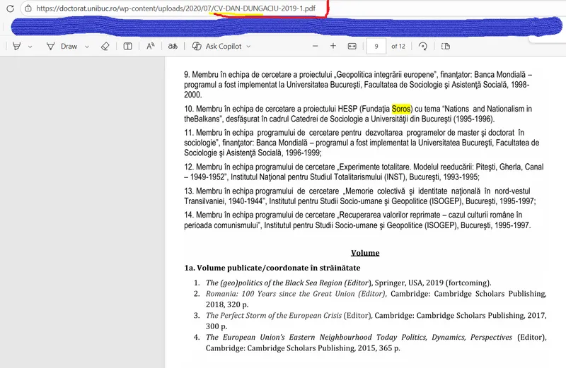 CV Dan Dungaciu - Foto: unibuc.ro