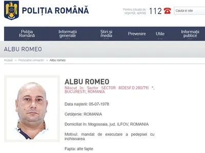 Romeo Albu, condamnat la 6 ani de pușcărie alături de Sorin Oprescu, dat și el în urmărire generală. / Foto: captură ecran