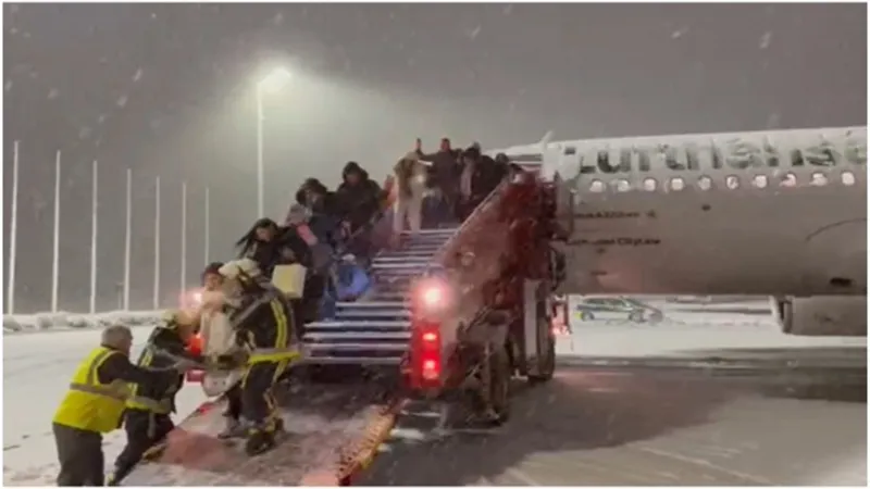Români blocați într-un avion înzăpezit, în Munchen, timp de 4 ore. „Nu mai aveam aer” - Foto: Observator News