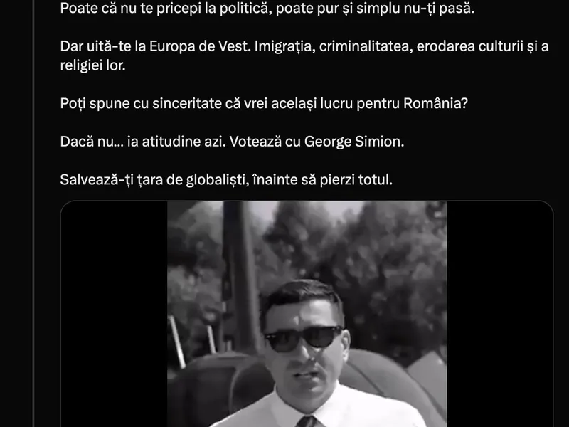 Tristan Tate face propagandă electorală pentru George Simion în ziua votului. E ilegal - Foto: captură ecran X