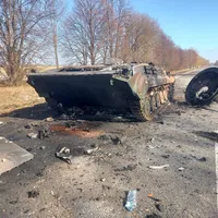 Forțele armate ucrainene au distrus un convoi de vehicule rusești în regiunea Sumy/FOTO: Twitter/Дмитро Живицький