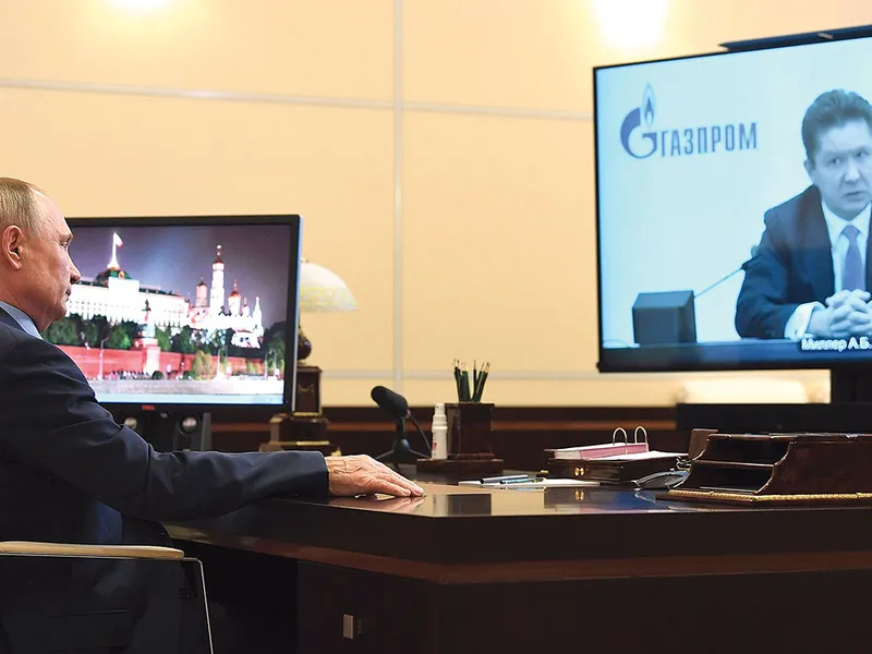 Vladimir Putin vorbește cu unul din șefii Gazprom, „sponsor” al războiului din Ucraina - Foto: Profimedia Images