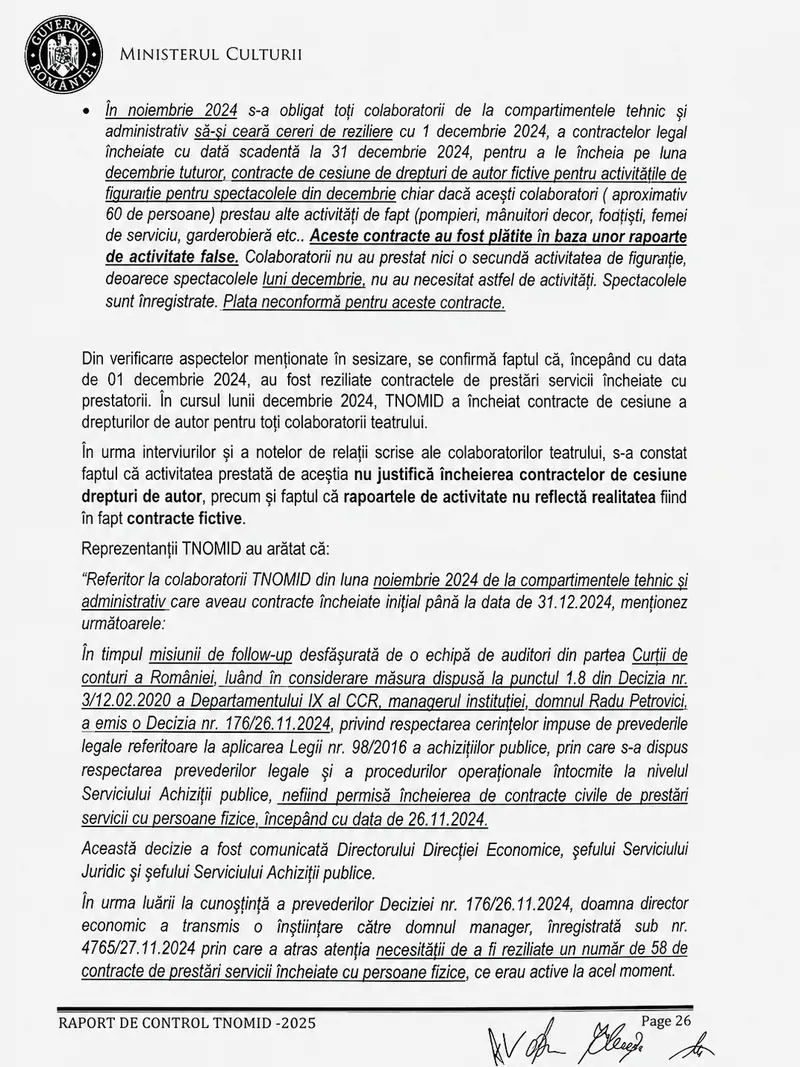 Facsimil din Raportul Corpului de Control Sursa: Newsweek