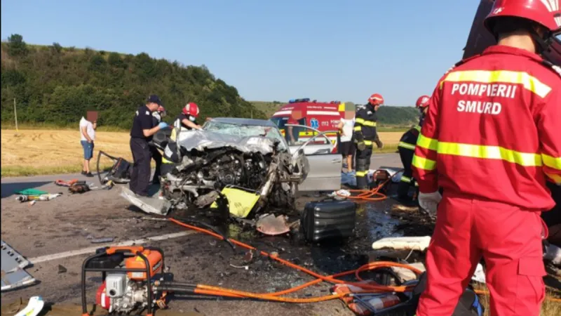 Accidentul cu o mașină cu volan pe dreapta în care au murit 7 oameni. Foto Știrile Pro Tv