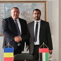 Președintele Camerei de Comerț și Industrie a României, Mihai Daraban, a avut o întrevedere cu vicepreședintele pentru dezvoltare Khalifa Economic Zones Abu Dhabi (KEZAD), dl Khalid Al Marzooqi Foto: CCIR