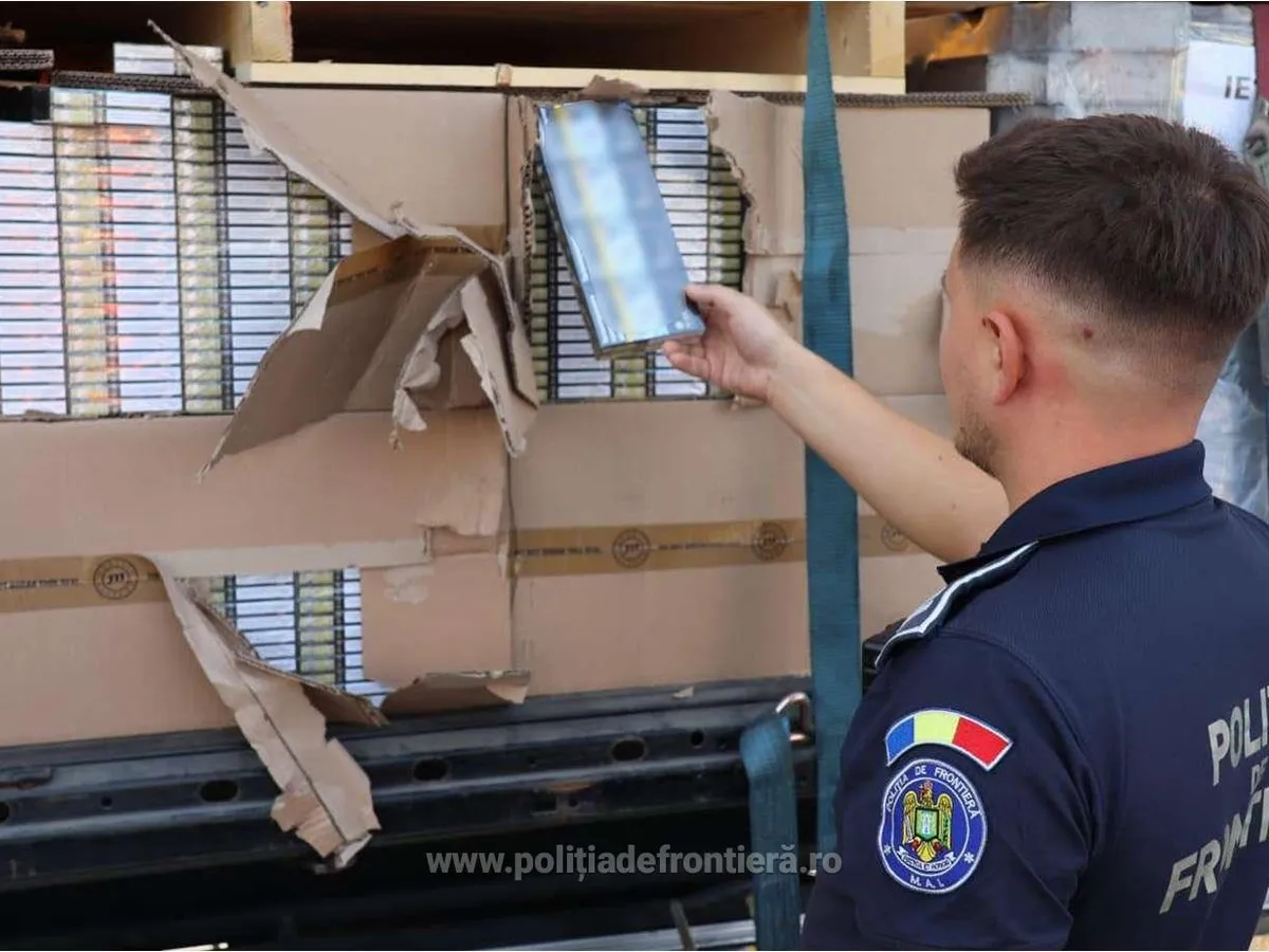 Ţigarete de peste 720.000 lei, ascunse într-un autocamion, descoperite la Calafat. Șoferul a fost arestat