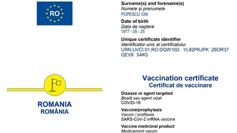 În momentul de față, certificatul verde e valabil până în 30 iunie 2022.