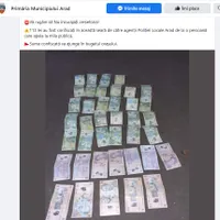 Postarea cu banii luați cerșetorului. Sursa: Facebook Primăria Municipiului Arad